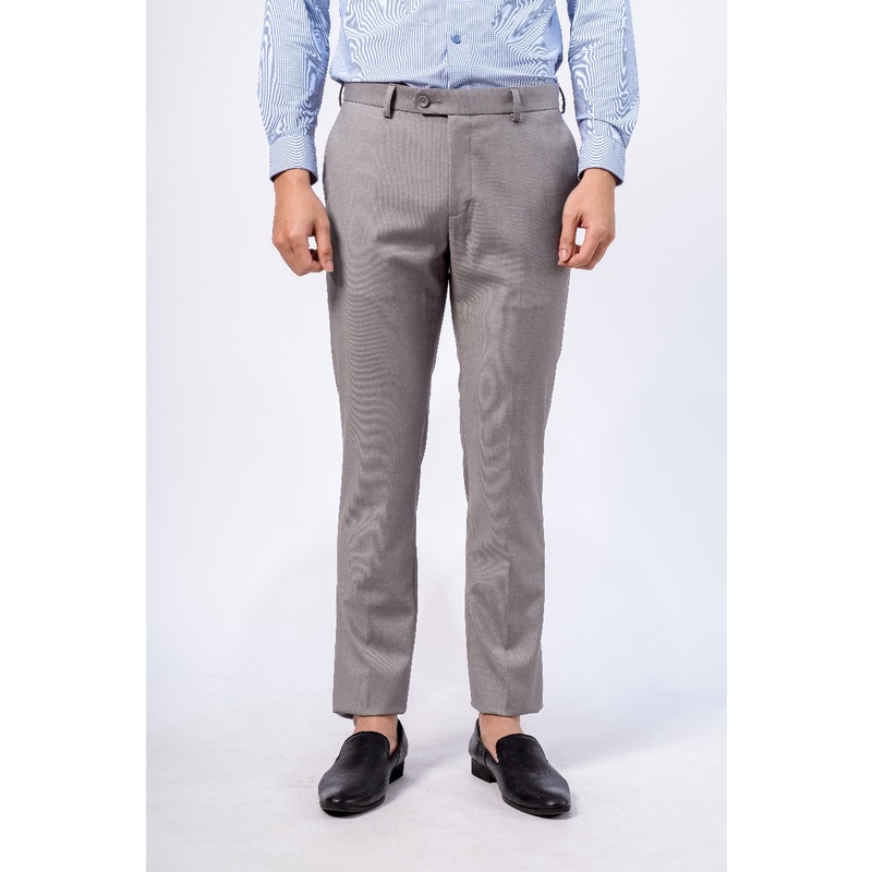 Quần Âu Nam Quần Tây Công Sở Cao Cấp Owen QS23451 Dáng Slim Fit Ống Côn Màu Xám Sáng Chất Vải Polyester Đứng Dáng