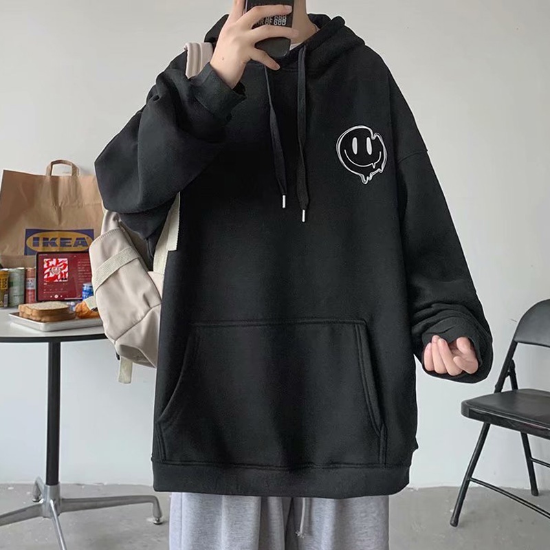 Áo hoodie dài tay in họa tiết mặt cười thời trang dành cho nam