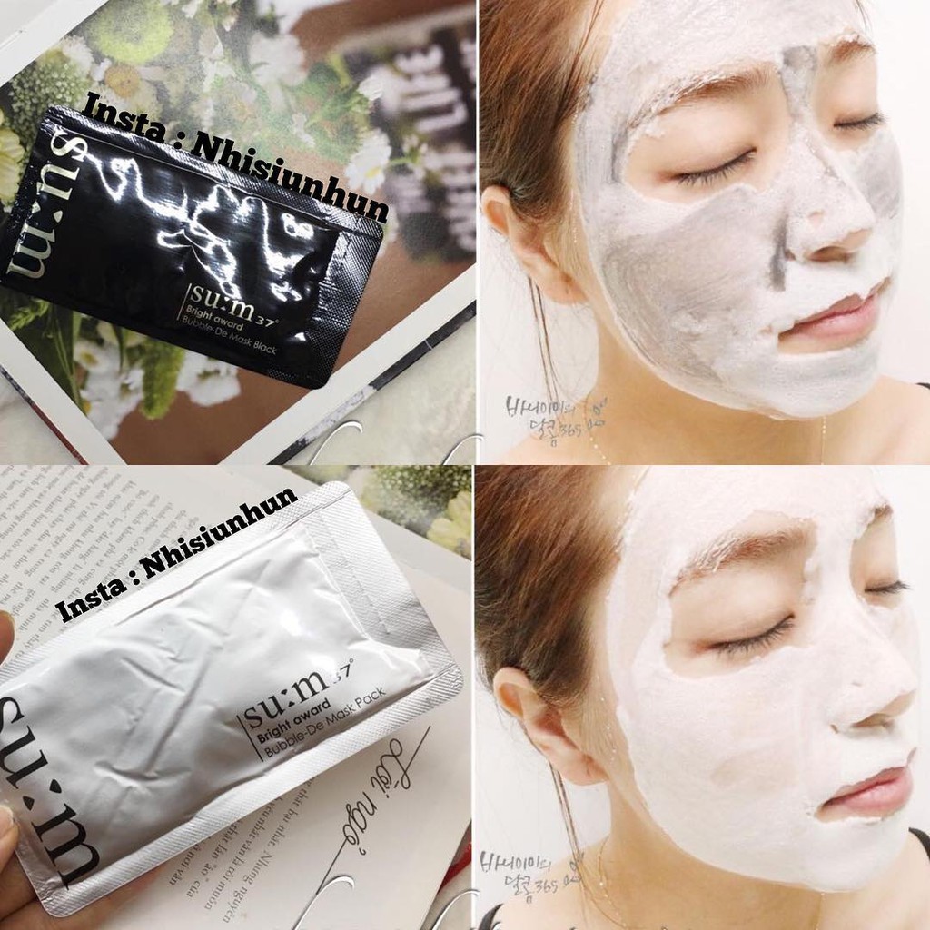 Mặt nạ sủi bọt hút dầu, thải độc, làm sạch sâu lỗ chân lông Sum37 Bright Award Bubble-De Mask Black (dùng 2-3 lần) | Thế Giới Skin Care