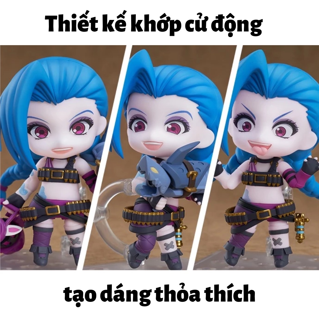 Mô hình LoL Jinx Nendoroid 10cm - Mô hình LMHT Liên Minh Huyền Thoại chính hãng Riot Games - Nendoroid Jinx Figure Chibi