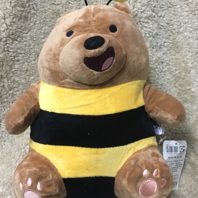 Gấu bông WE BARE BEAR gấu nâu ngồi cosplay ong 25cm