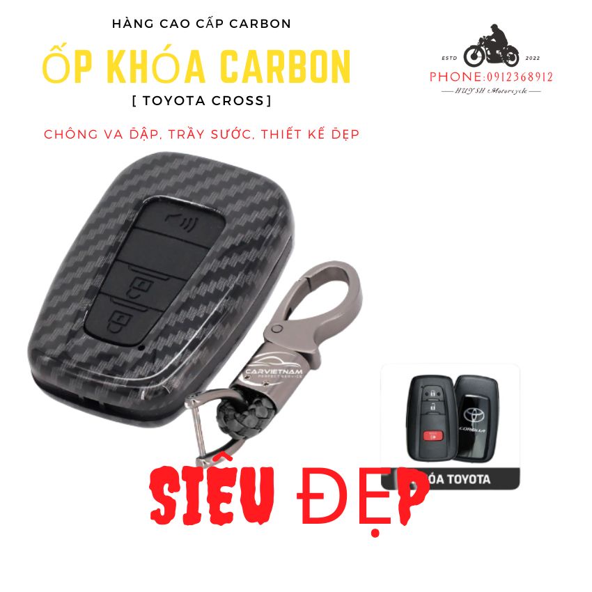 Ốp Chìa Khóa Ô Tô Toyota Corolla Cross Vân Carbon Cao Cấp - Bọc Khoá Xe Hơi Giúp Chống Va Đập MÃ [TOY-13]