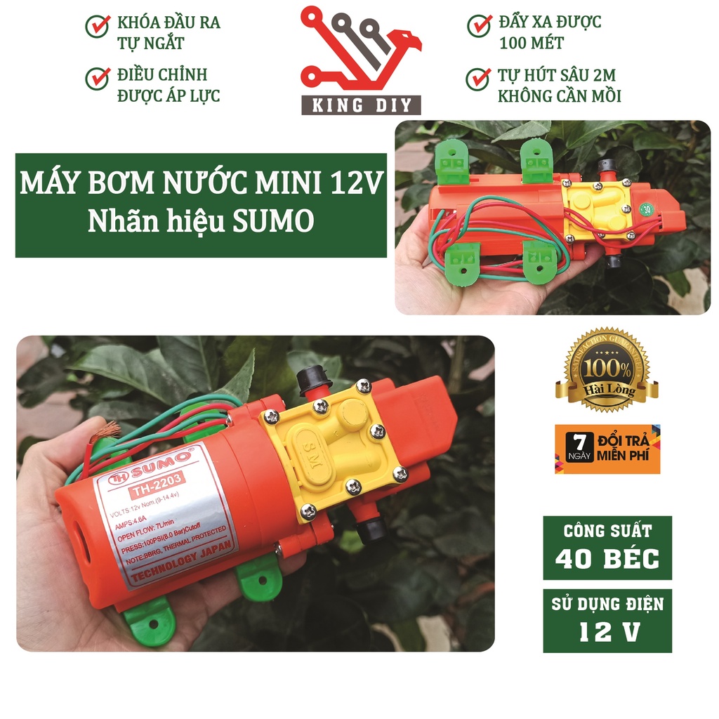 Máy bơm nước mini tăng áp phun sương 12v