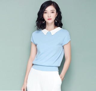 Áo len bo gấu cổ sen