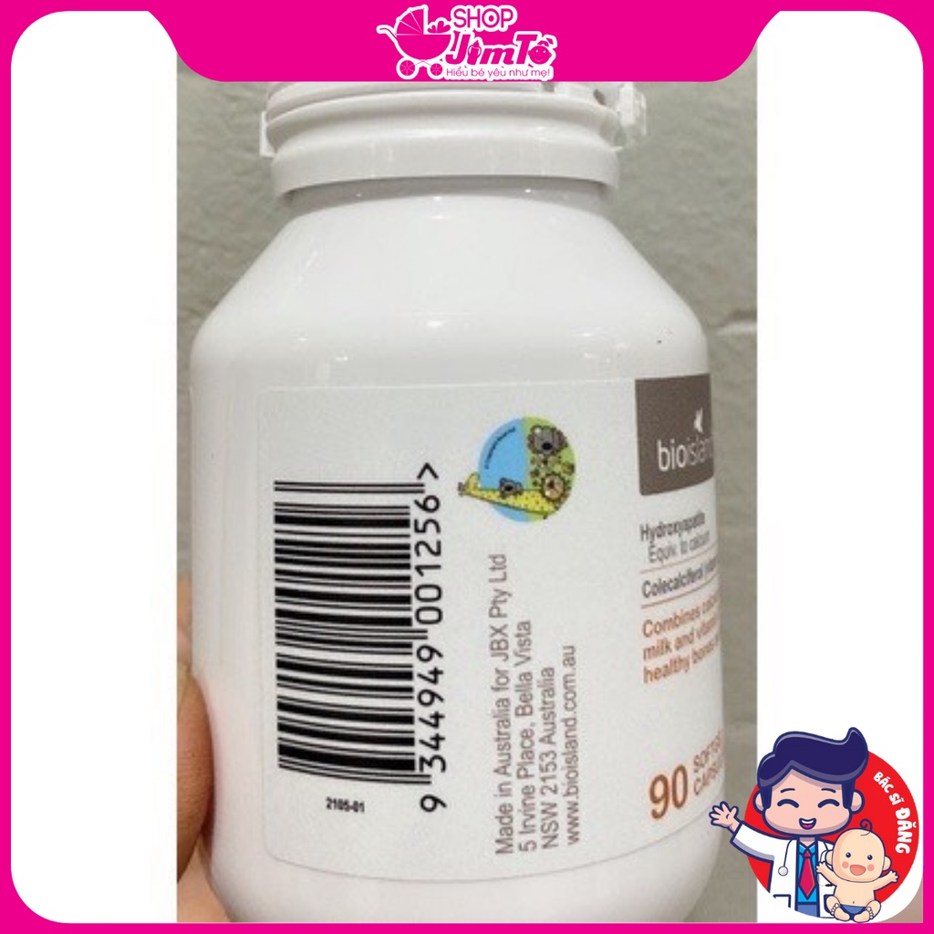 Calci milk for kid bioisland Bổ Xung Canxi Giúp Xương, Răng Phát Triển Khoẻ Mạnh Hộp 90 Viên