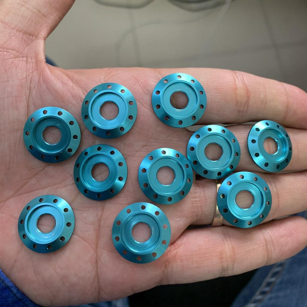 Bộ 10 long đền nhôm cnc lỗ 6LY 8LY ly bắt ốc vương miện,GR5 tinh xảo có nhiều màu lựa chọn SLN66