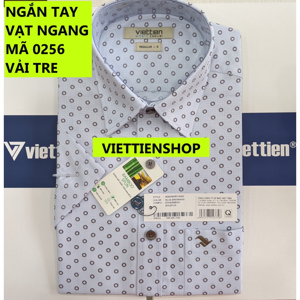 (0256 Sn) ÁO SƠ MI VIỆT TIẾN NGẮN TAY VẠT NGANG VẢI TRE