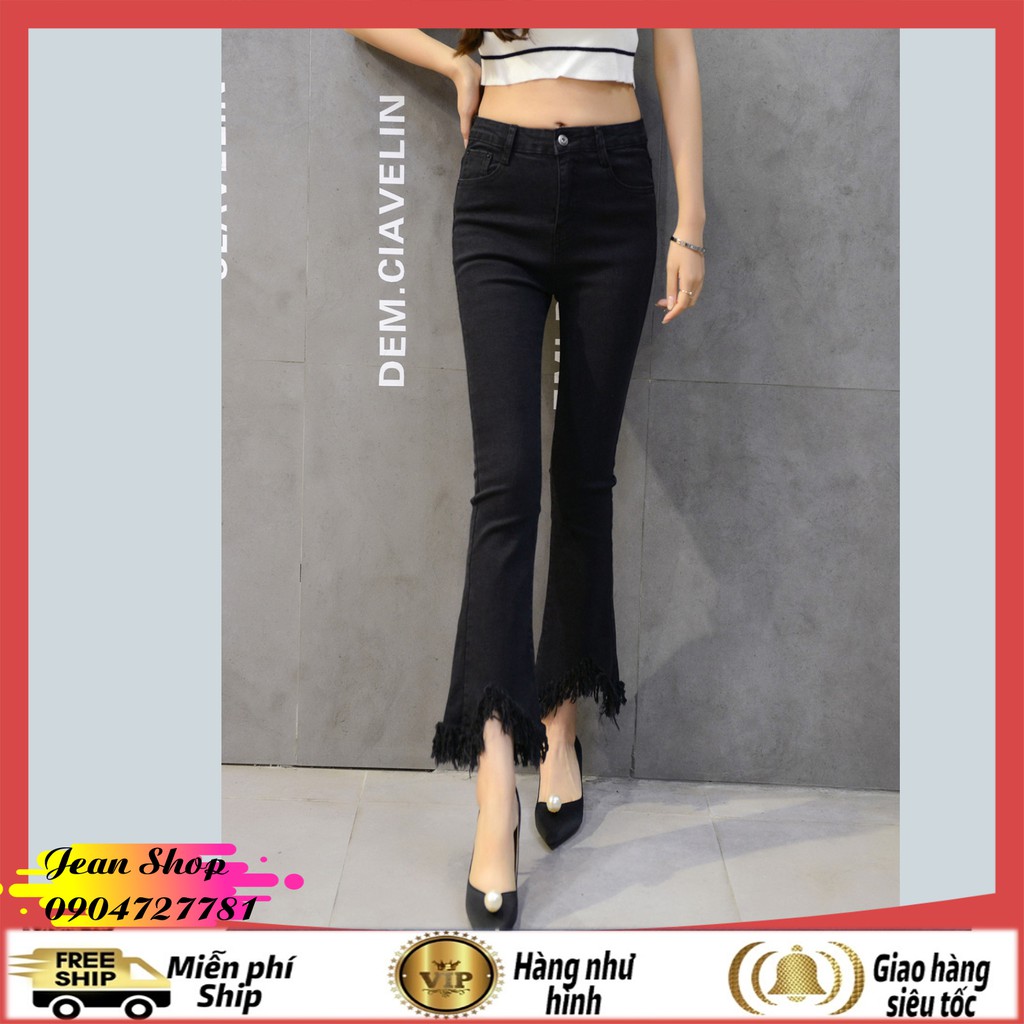 Quần nữ FREE SHIPQuần Jean nữ đen trơn ống loe-Quần bò nữ đẹp giá rẻ chất mềm không bai xù
