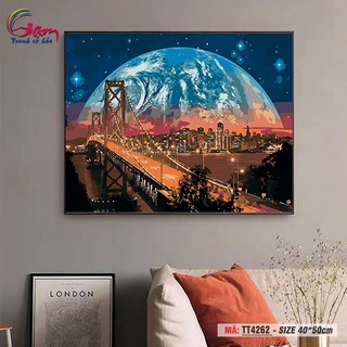 Tranh sơn dầu số hóa TT4262 size 40x50 đã căng khung và đầy đủ phụ kiện, loại khung dày 2.5cm