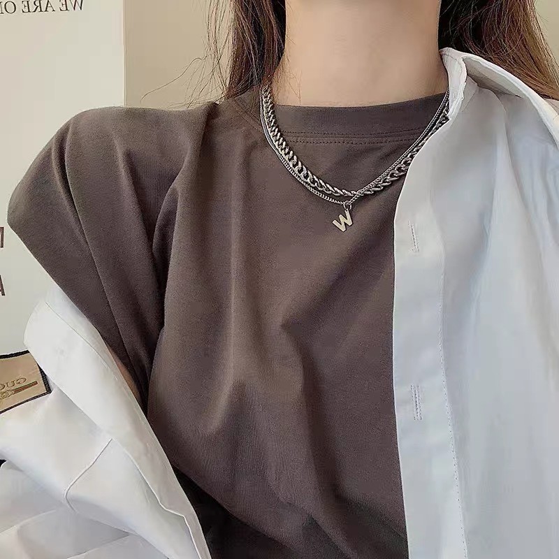 Vòng cổ dây xích bằng thép titan dày dặn màu trơn kiểu dáng mới lạ
