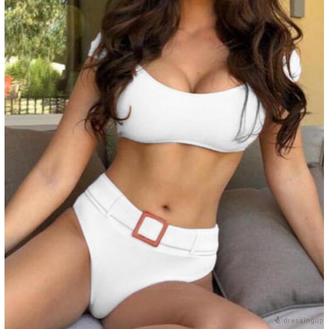 Set Bikini Lưng Cao Màu Trơn Thiết Kế Xẻ Quyến Rũ | BigBuy360 - bigbuy360.vn