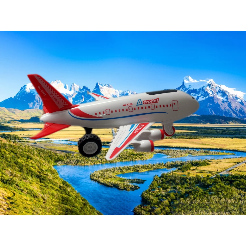 Máy Bay Nhạc Đèn Chạy Đà Cho Bé Bằng Nhựa Cao Cấp