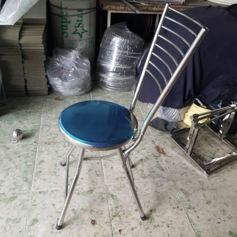 Ghế xếp inox có lưng tựa cao lên mặt 30cm và 50cm