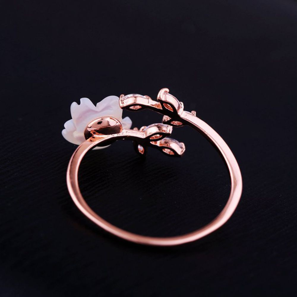 Nhẫn Màu Vàng Hồng Đính Đá Zircon Trắng Có Thể Điều Chỉnh Kích Cỡ