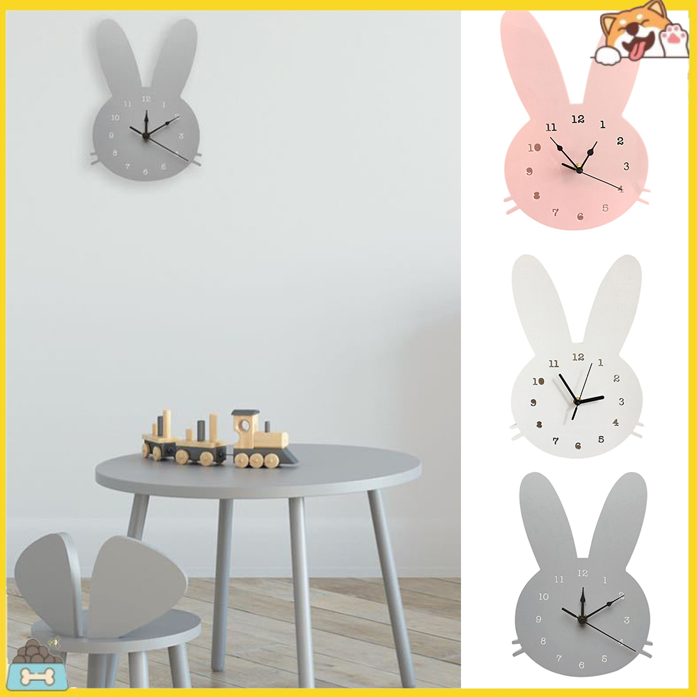 Đồng hồ treo tường hình con thỏ bằng gỗ đáng yêu cho gia đình