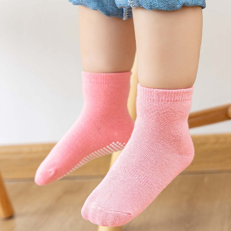 Vớ cotton mềm mại thoáng mát chống trượt màu kẹo trơn dành cho bé trai và bé gái từ 0-7 tuổi