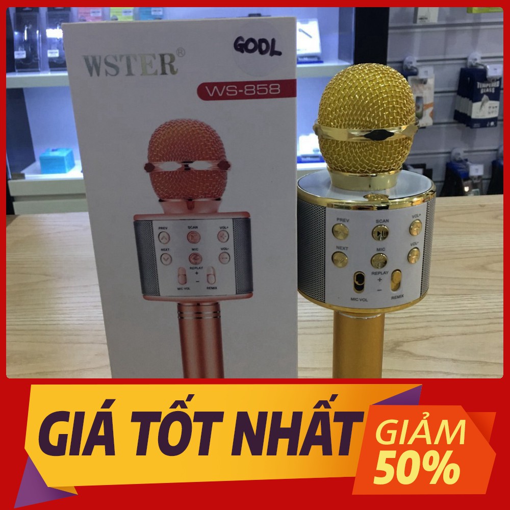 [Sale toàn shop] Míc kèm loa hát karaok W858 kết nối nhanh chóng,âm thanh sống động