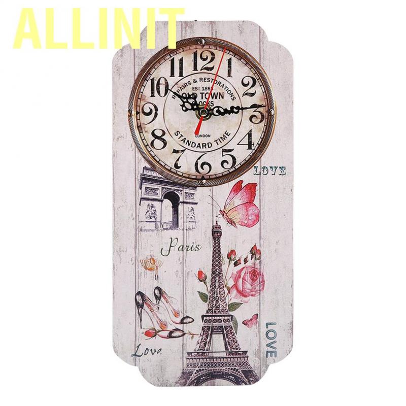 Allinit Analog wall clock with Arabic numerals in vintage European style for furniture not ticking silent easy to read