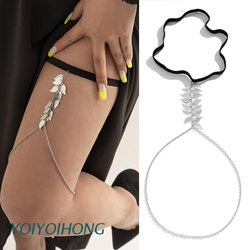 Vòng Đeo Đùi Thiết Kế Tua Rua Hình Chiếc Lá Thời Trang Cho Nữ