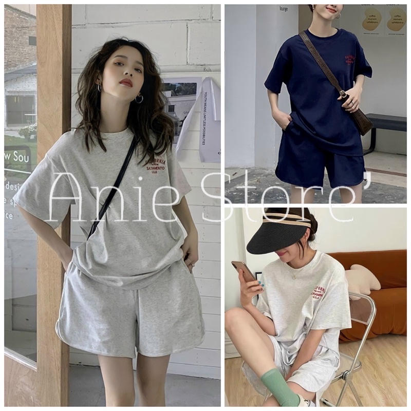 Bộ Áo Phông Quần Short Carnifor USA 🦋 Set Áo Thun Quần Đùi Ống Rộng 2 Màu 🦋