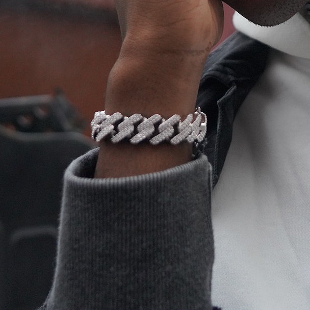 Vòng Tay Nam Mạ Bạch Kim Đính Đá Kim Cương Toàn Diện Phong Cách hip hop Âu Mỹ