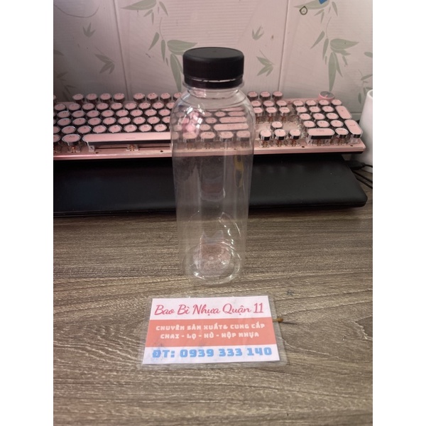 Bộ 50 chai nhựa pet tròn miệng rộng nắp đen 500ml