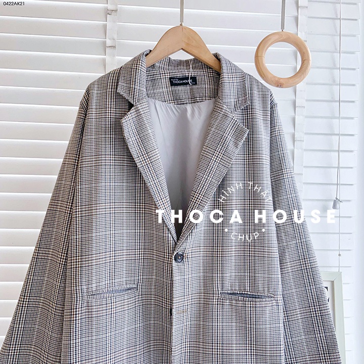 Áo blazer nữ 2 lớp khoác vest caro túi mổ THOCA HOUSE chuyên nghiệp, sang trọng và thanh lịch công sở