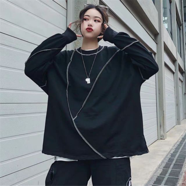 Áo sweater unisex thun chỉ ngược dáng rộng Ulzzang siêu chất