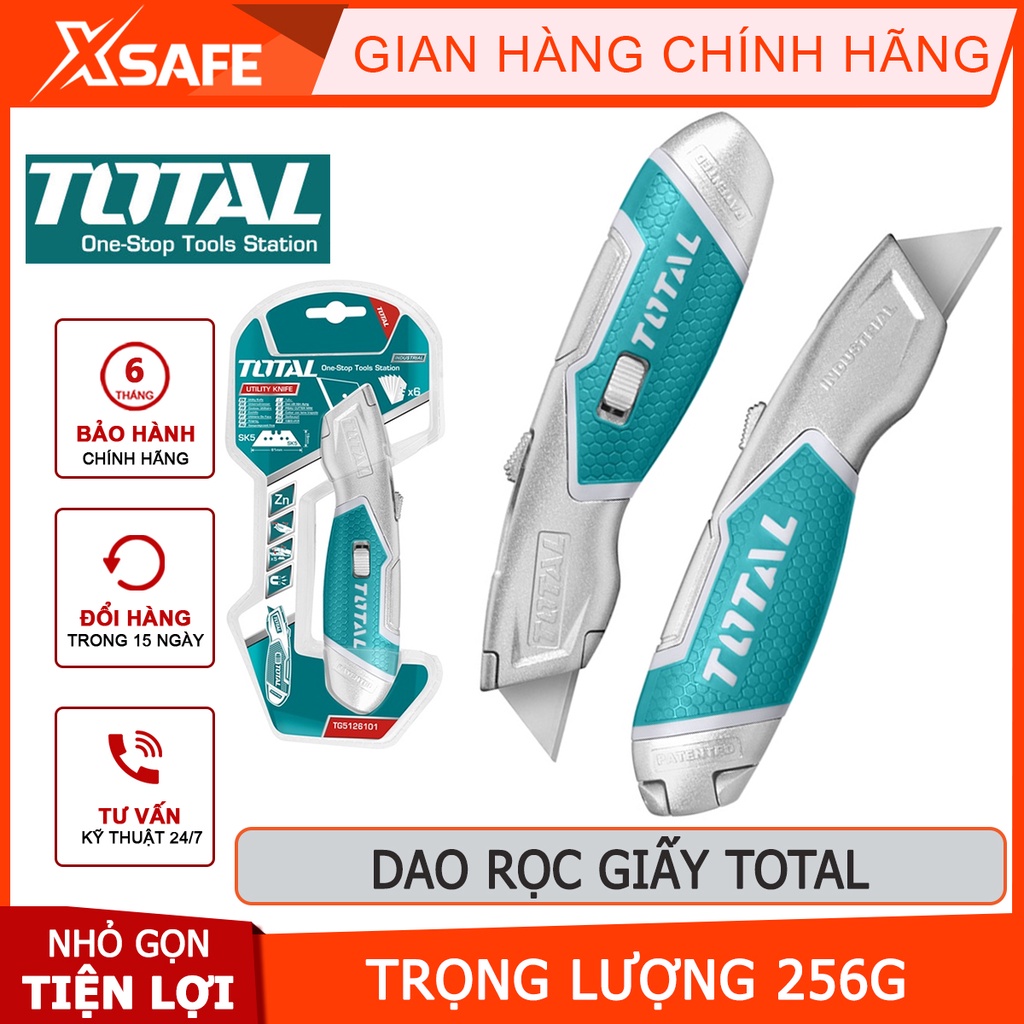 Dao rọc giấy TOTAL TG5126101 Dao cắt tiện dụng kích thước 6x19mm, kèm 6 lưỡi - Chính hãng [XSAFE]