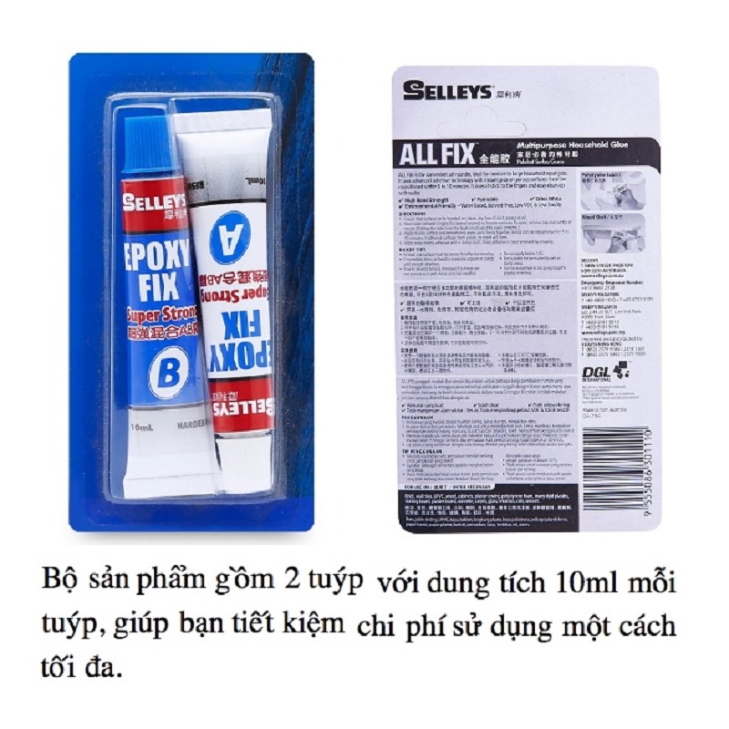 Keo Dán 2 Thành Phần AB Selleys Epoxy Fix Super Steel 20ml Chịu Nhiệt Nước, Dán Sắt,Gỗ, Đá,Nhựa,Thủy Tinh-vanphongphamBL