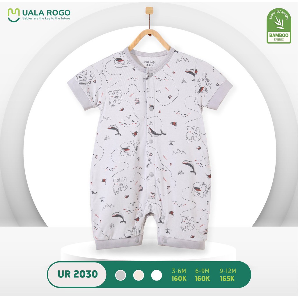 [UALA ROGO] Body BAMBOO cộc tay họa tiết bé trai / bé gái UR2030