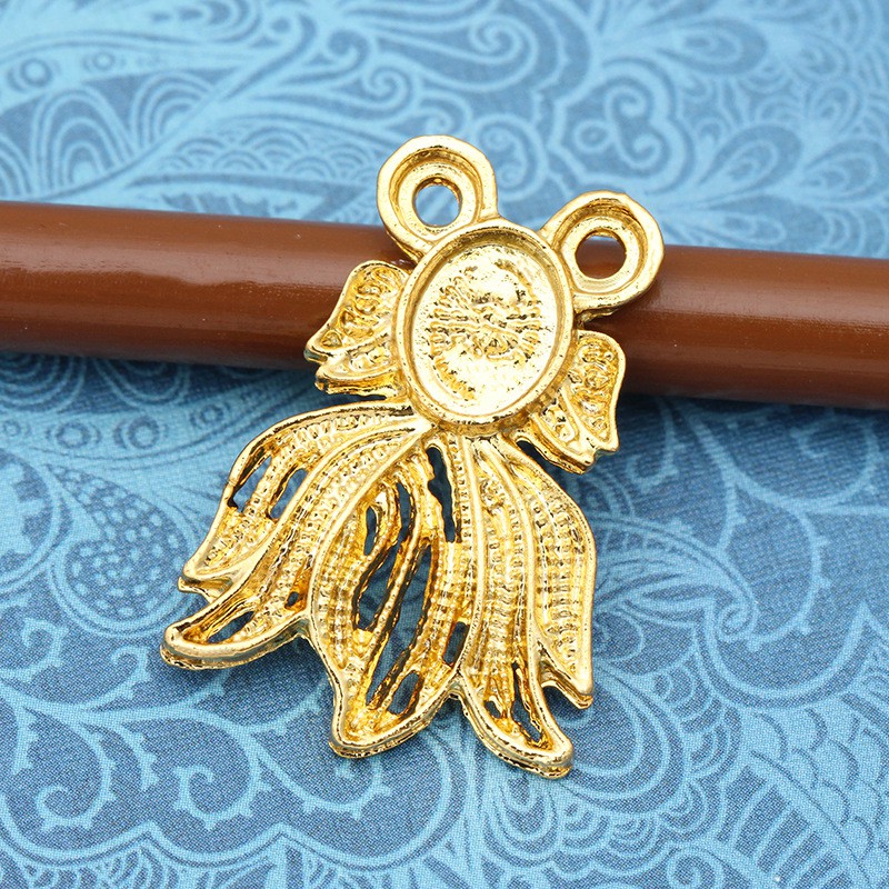 Phiến đúc họa tiết cá chép lá sen nguyên liệu làm trâm làm trang sức cổ trang cosplay cổ phục có màu KC