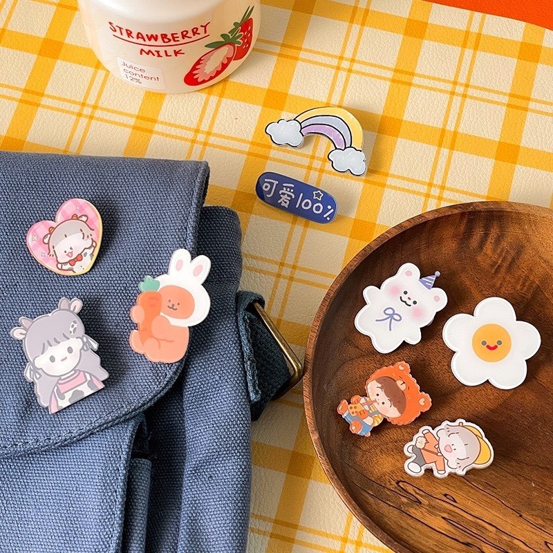 Huy hiệu Hazin cài áo ghim kim loại trang trí balo túi nhiều mẫu dễ thương hoạt hình đáng yêu