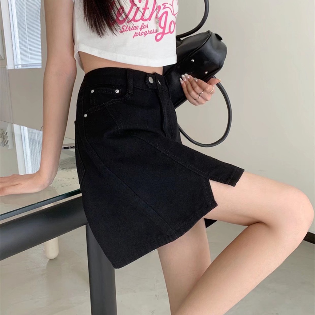 Chân váy SUXI dáng chữ A lưng cao dáng ôm màu sắc đơn giản trẻ trung dành cho nữ