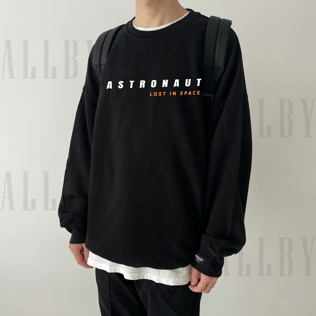 Áo Sweater Unisex form rộng Allby Astronaut tay bồng vải nỉ đẹp