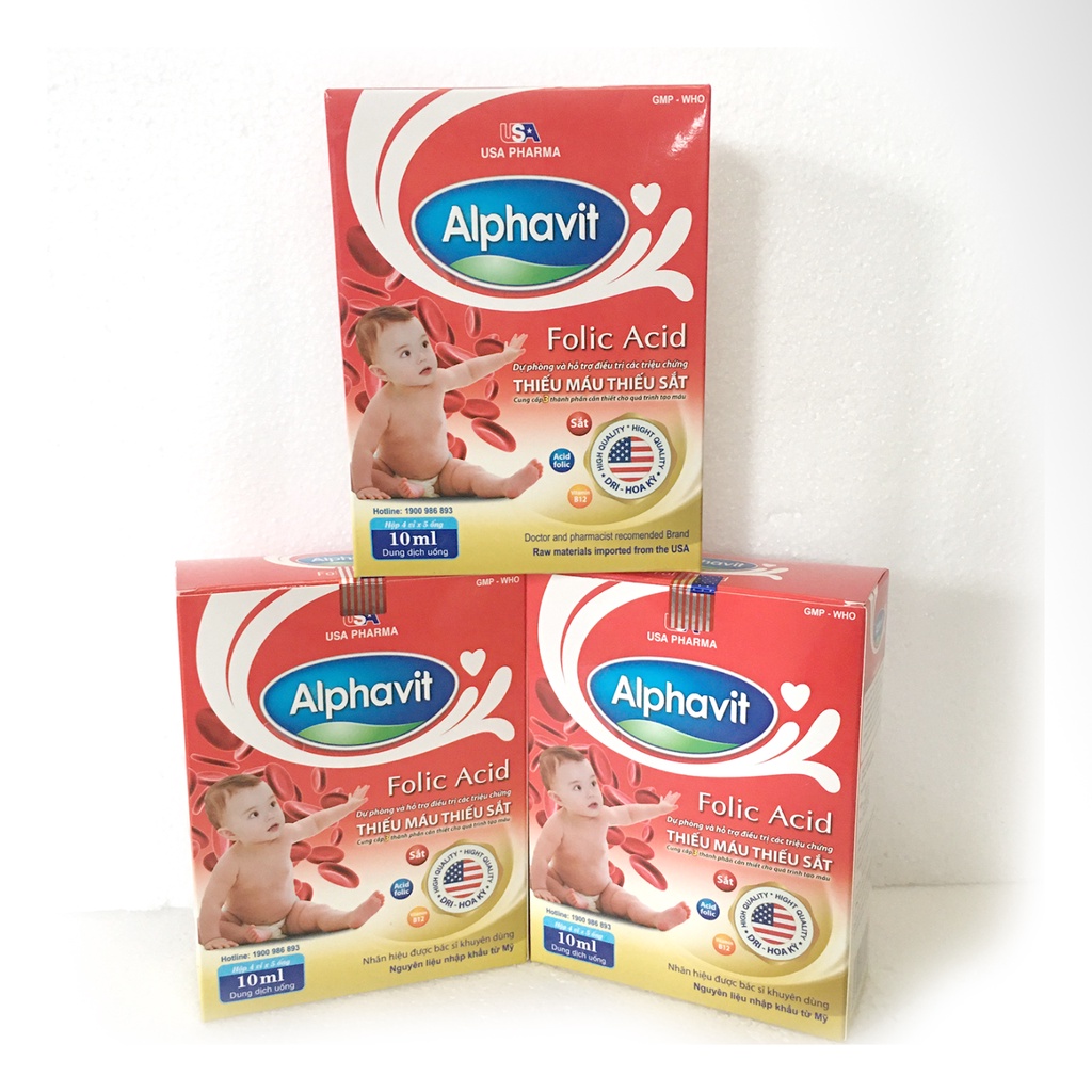 Siro Alphavit Folic Acid Bổ Sung Sắt Cho Bé Yêu - Hộp 20 ống
