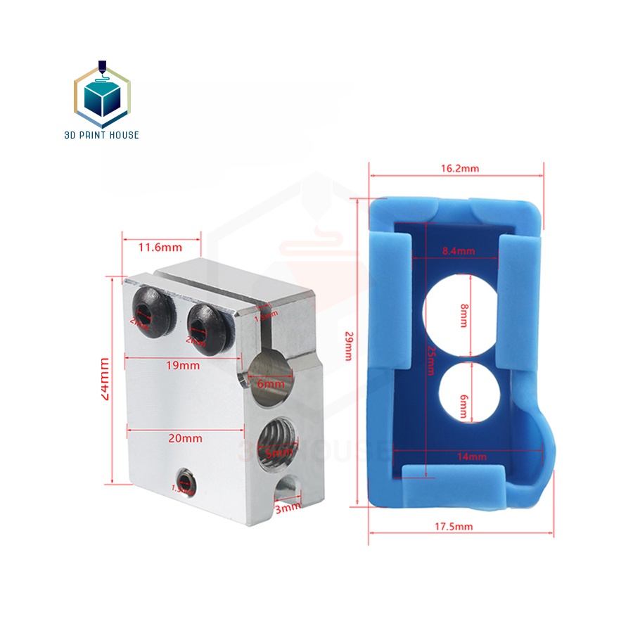 Bọc Silicon  Volcano PT100 Cách Nhiệt Cho Đầu E3D, MK8 Máy In 3D