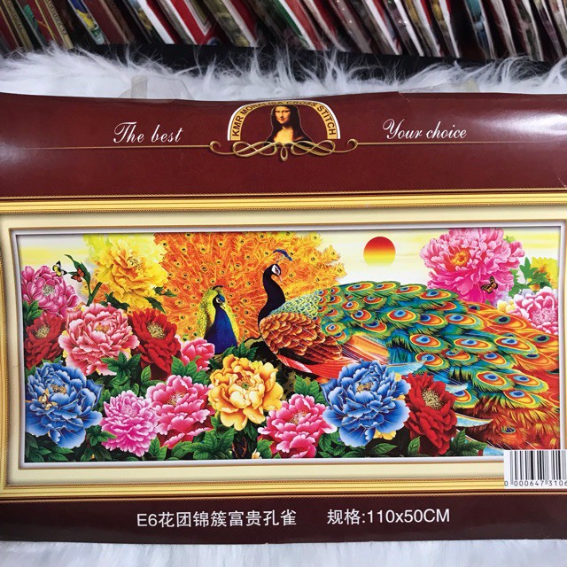 TRANH THÊU CÔNG PHU THÊ VIÊN MÃN E6 (110X50)