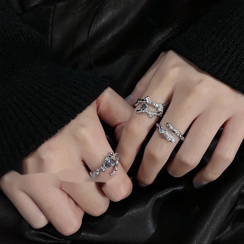 Set Ba Nhẫn Đeo Ngón Trỏ Đính Đá Quý Thời Trang Cho Nữ