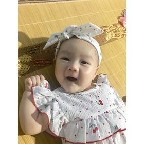 Body cherry cho bé gái Nina Kids Boutique Bộ Jumsuit cho bé gái sơ sinh Đầy tháng Kèm băng đô nơ và giày vải Size 0m 24m