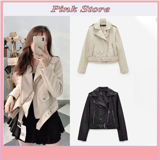 Áo khoác da nữ cổ bẻ phong cách trẻ trung cá tính