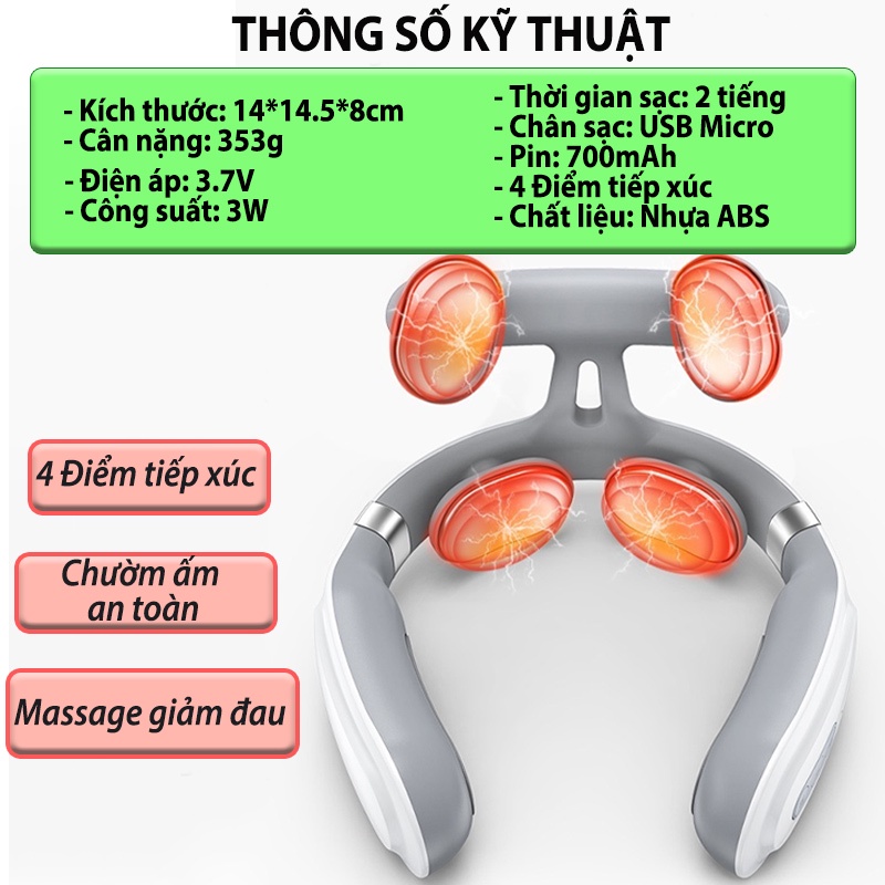 Máy massage cổ vai gáy giảm đau công nghệ xung điện kết hợp rung matxa vật lý