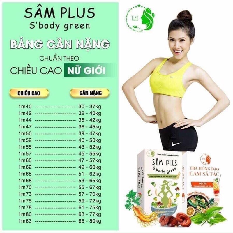 SÂM PLUS SBODY GREEN 30 viên kẹo tặng 15 gói trà detox