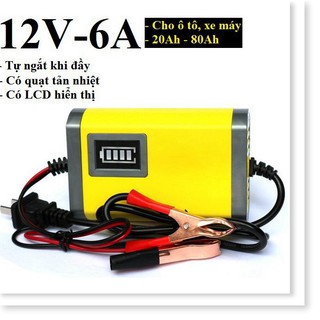 Sạc ắc quy 12v/6a sạc bình ô tô xe máy từ 20ah - 80ah