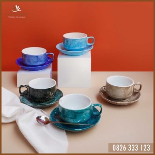 Cốc Cà Phê Nóng 150ml Dáng Lùn [LY CAFE MÀU BỌT BIỂN CAO CẤP]