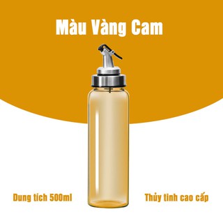 Chai Đựng Dầu Ăn Thủy Tinh Chia Vạch, Có Vòi Chiết Rót Gia Vị Màu Cam, Xanh Đen, Hồng, Dung Tích 500ml (có SHIPNOW)