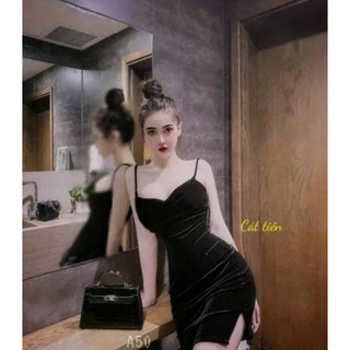 đầm nhung 2 dây