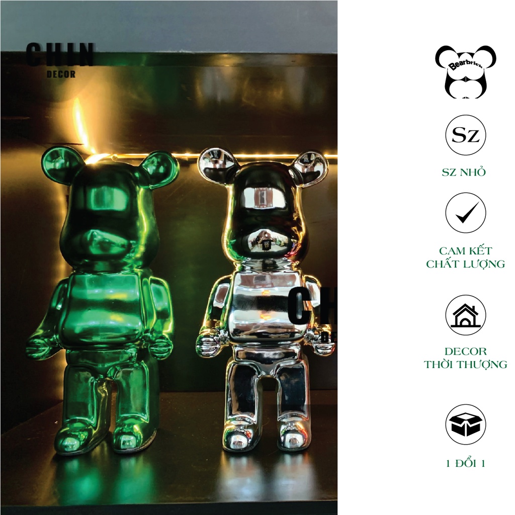 Bearbrick, gấu bearbrick 28cm, Mẫu Tráng Gương đủ màu chất liệu nhựa cao cấp - Chin Store