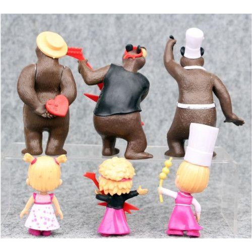 Đồ Chơi Mô Hình:06 Nhân Vật Cô Bé Masha  Và Chú Gấu Xiếc