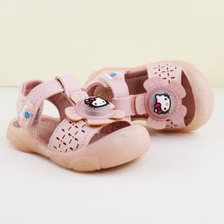 Giày sandal da PU họa tiết mèo Hello Kitty cho bé gái
